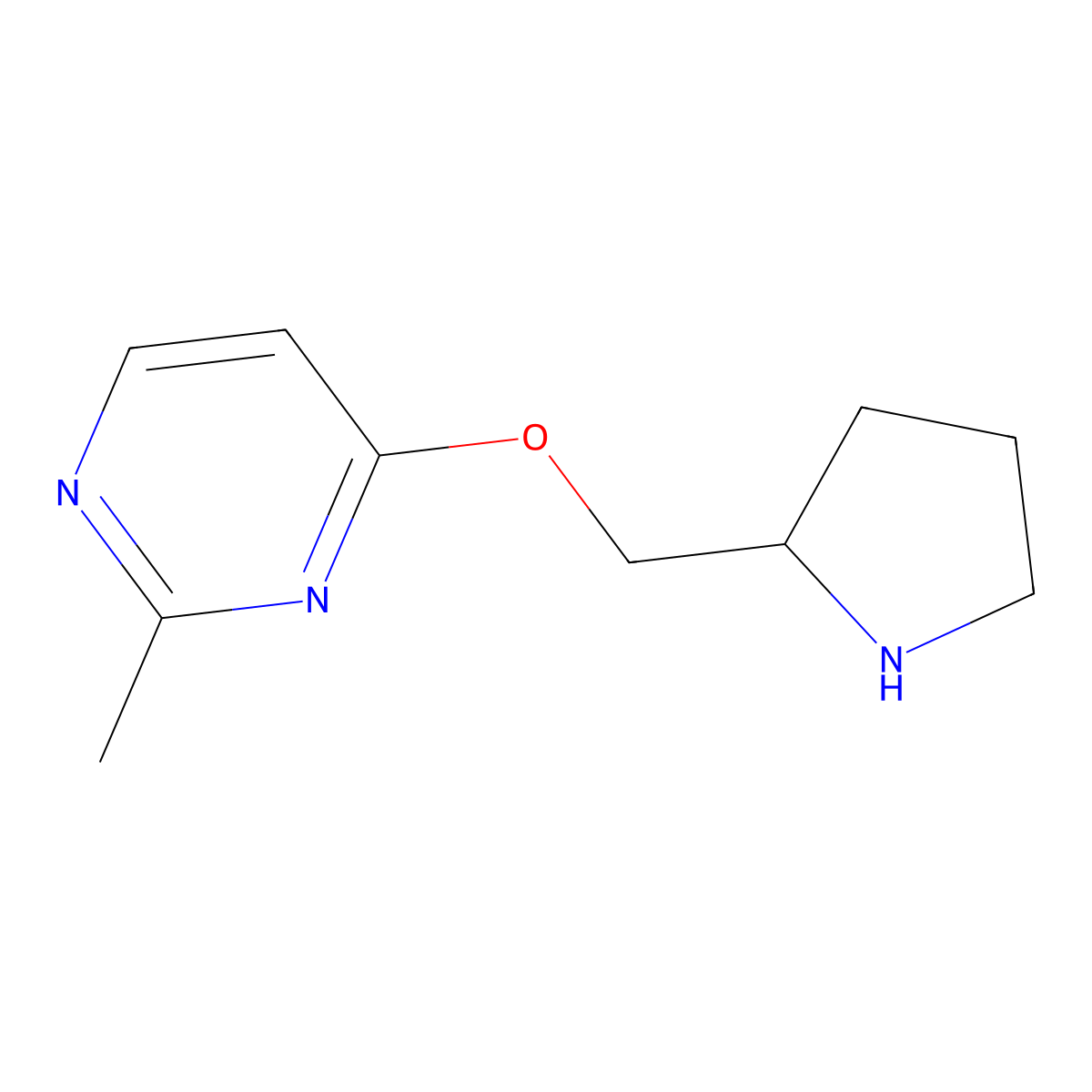 2-Methyl-4-[(pyrrolidin-2-yl)methoxy]pyrimidine molecular structure, CAS 1342216-60-7