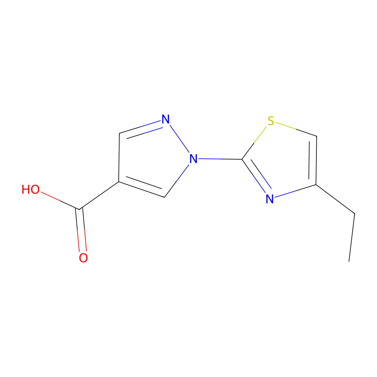 1-(4-ethyl-1,3-thiazol-2-yl)-1H-pyrazole-4-carboxylic acid molecular structure, CAS 1342218-33-0