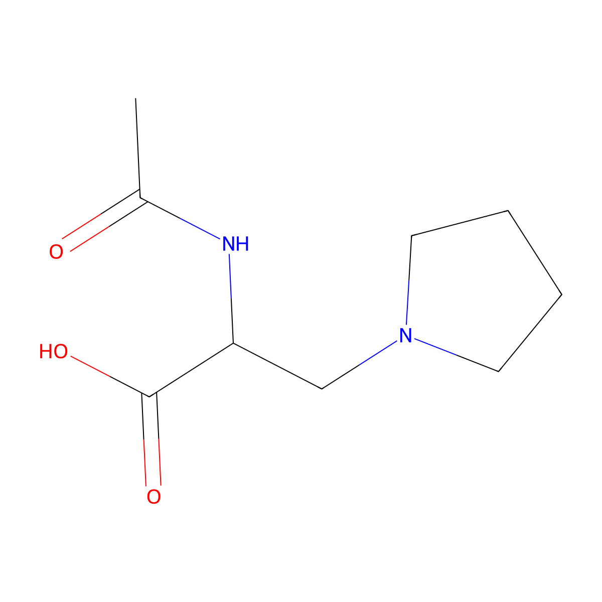 2-Acetamido-3-(pyrrolidin-1-yl)propanoic acid molecular structure, CAS 1342220-61-4