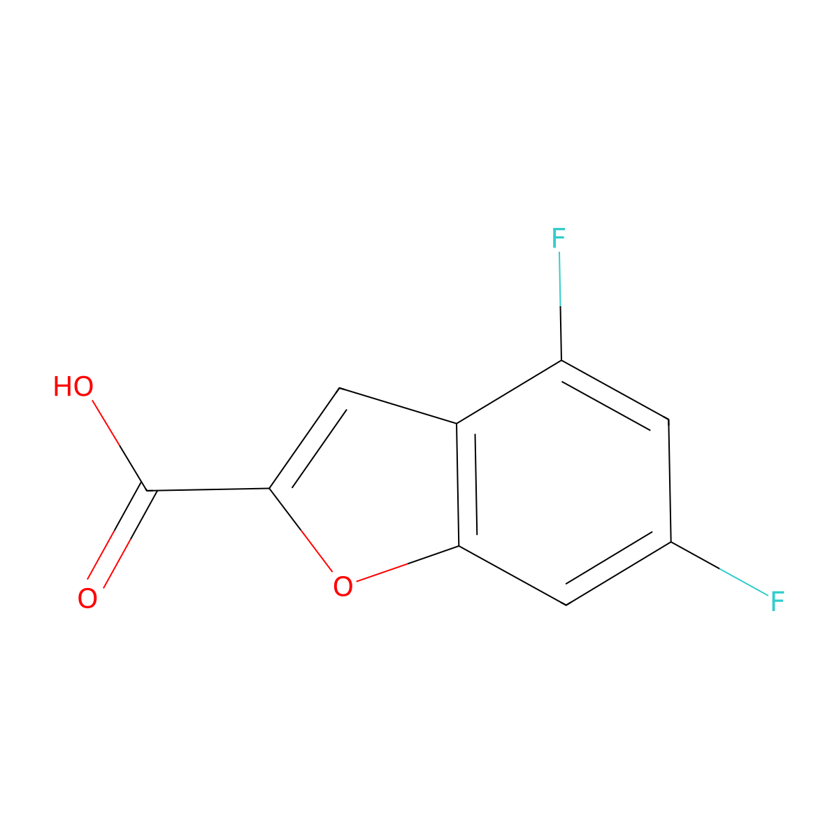 4,6-Difluoro-1-benzofuran-2-carboxylic acid molecular structure, CAS 1342225-97-1