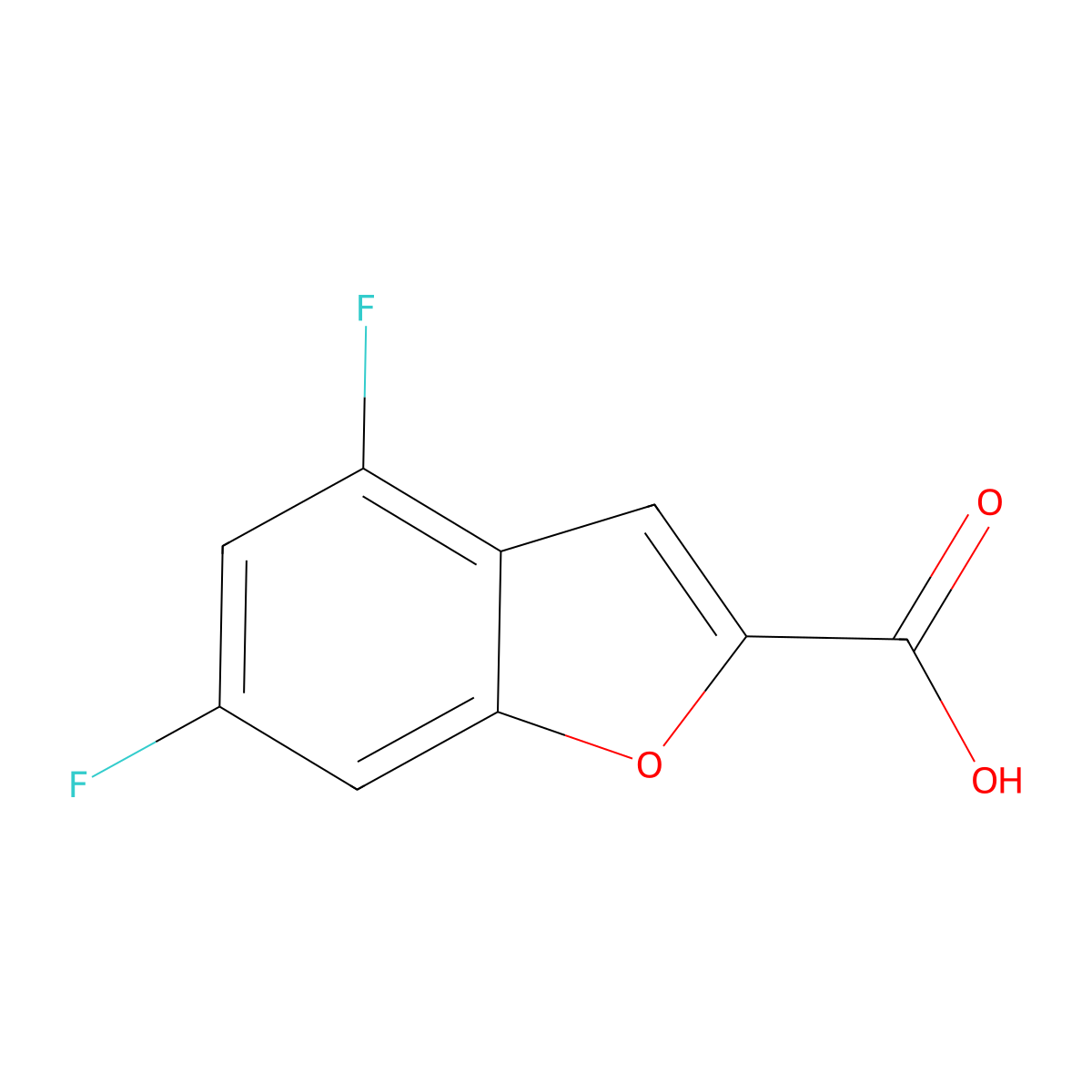 4,6-Difluoro-1-benzofuran-2-carboxylic acid molecular structure, CAS 1342225-97-1