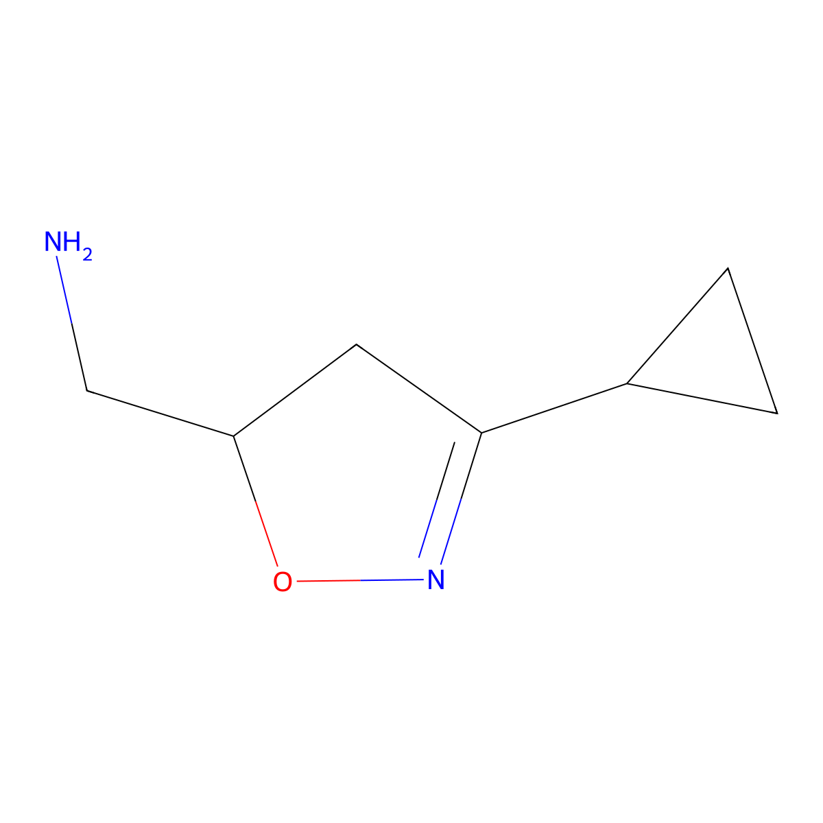 (3-Cyclopropyl-4,5-dihydroisoxazol-5-yl)methanamine molecular structure, CAS 1342227-22-8