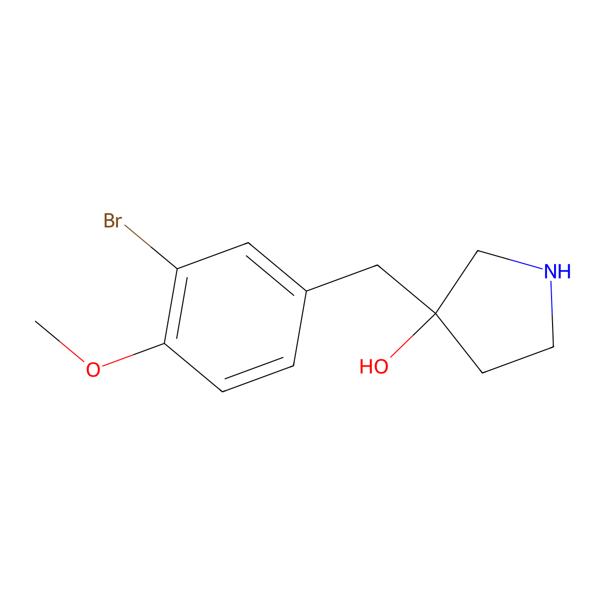 3-(3-Bromo-4-methoxybenzyl)pyrrolidin-3-ol molecular structure, CAS 1342228-85-6