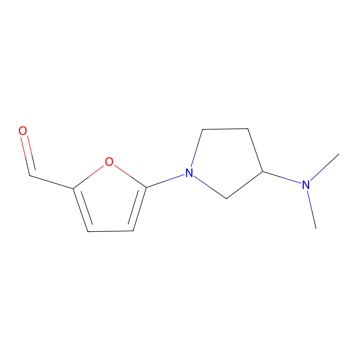 5-[3-(Dimethylamino)pyrrolidin-1-yl]furan-2-carbaldehyde molecular structure, CAS 1342229-27-9