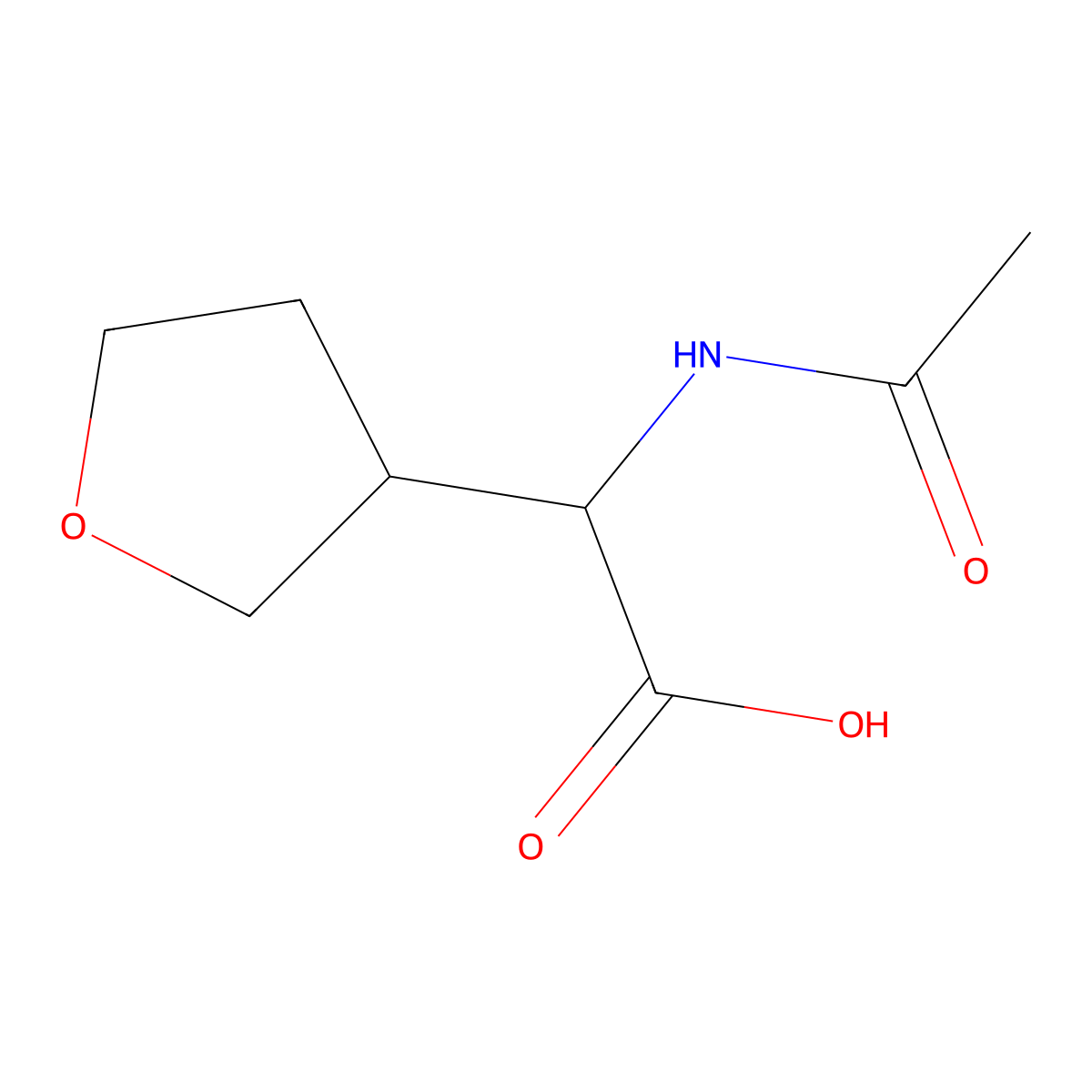 2-Acetamido-2-(oxolan-3-yl)acetic acid molecular structure, CAS 1342233-56-0