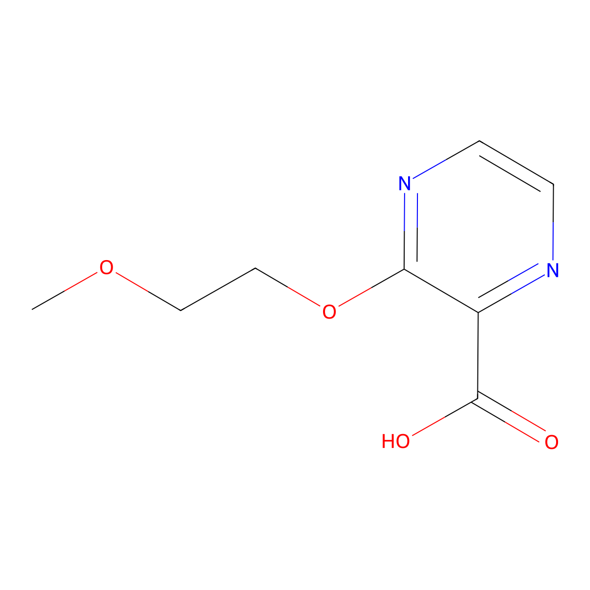 3-(2-Methoxyethoxy)pyrazine-2-carboxylic acid molecular structure, CAS 1342233-62-8