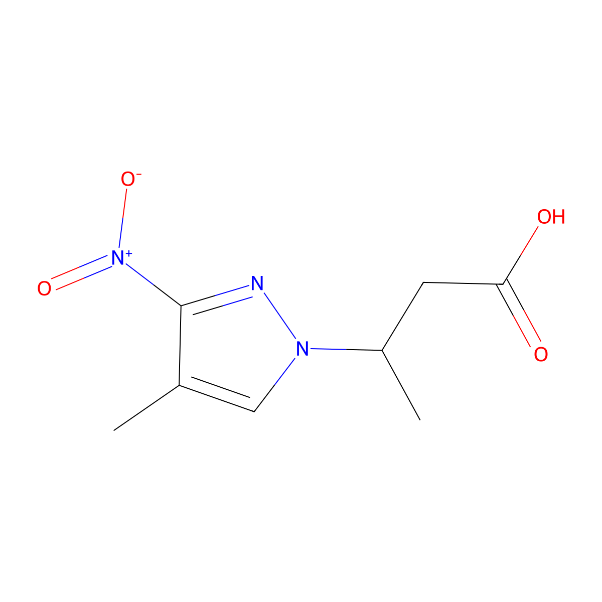 3-(4-Methyl-3-nitro-1H-pyrazol-1-yl)butanoic acid molecular structure, CAS 1342234-30-3