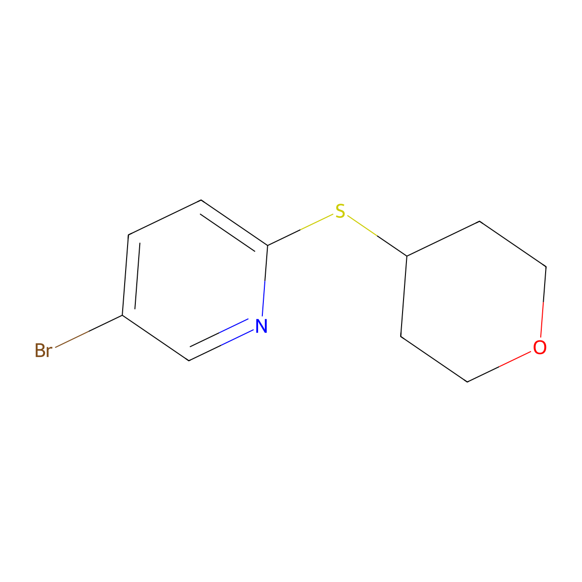 5-Bromo-2-(oxan-4-ylsulfanyl)pyridine molecular structure, CAS 1342234-66-5