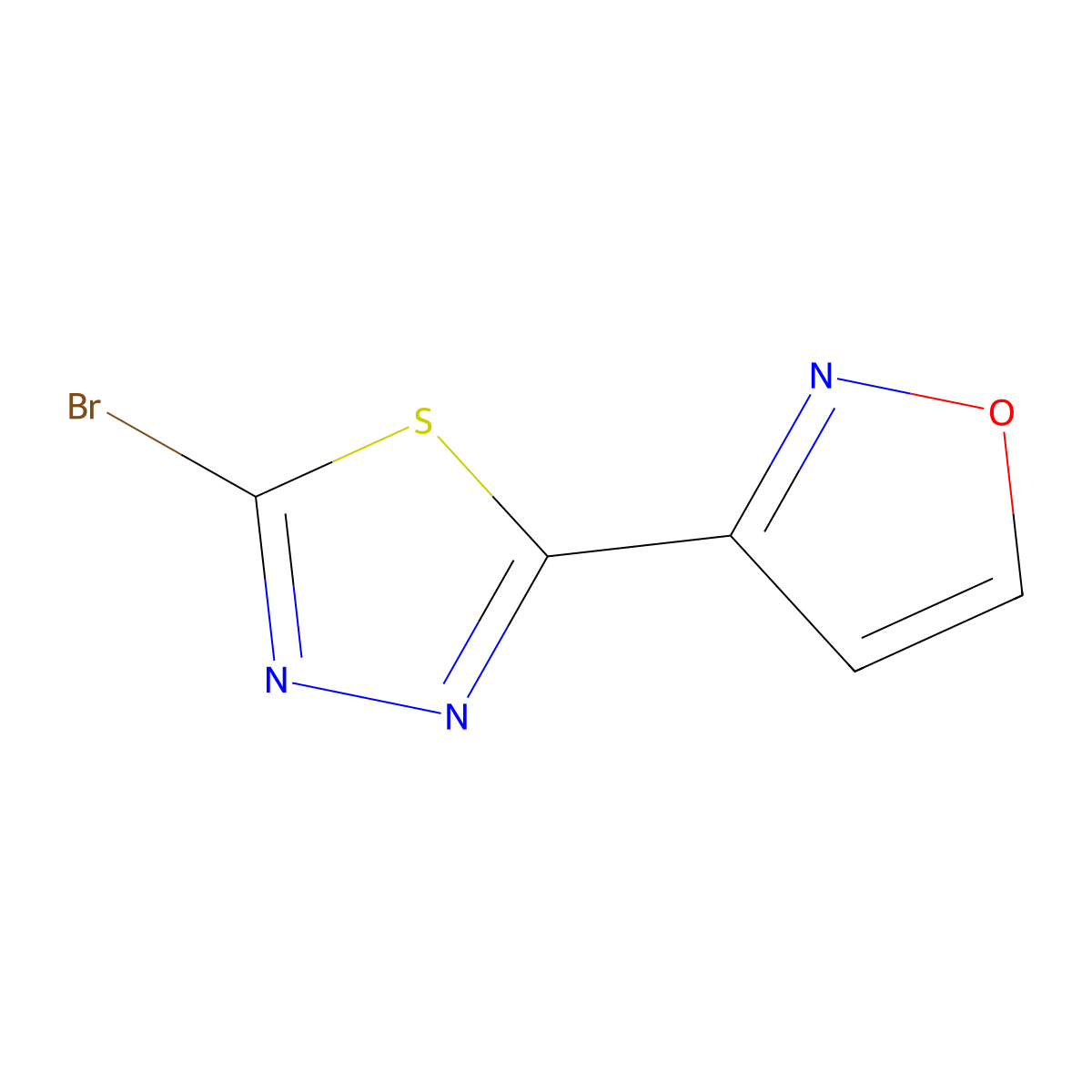 2-Bromo-5-(1,2-oxazol-3-yl)-1,3,4-thiadiazole molecular structure, CAS 1342234-81-4