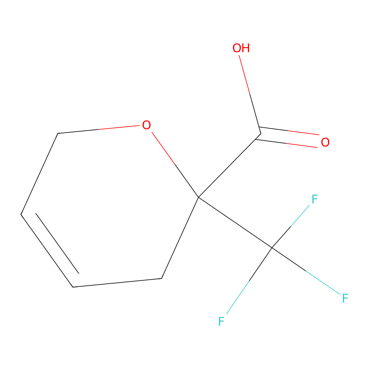 2-(trifluoromethyl)-3,6-dihydro-2H-pyran-2-carboxylic acid molecular structure, CAS 134224-67-2