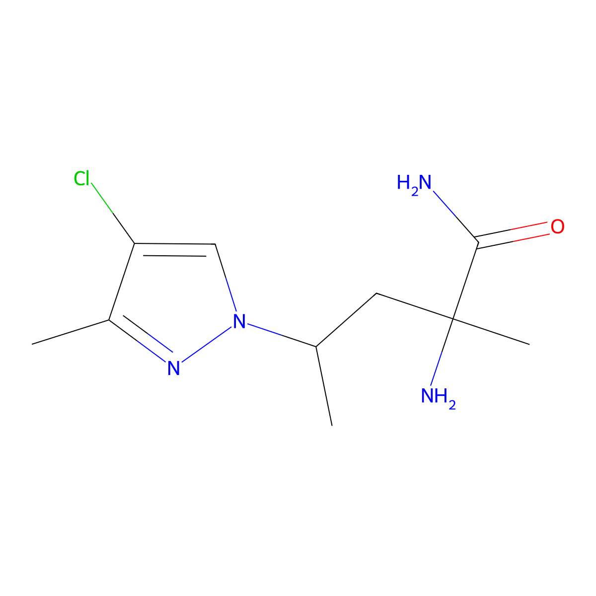 2-Amino-4-(4-chloro-3-methyl-1h-pyrazol-1-yl)-2-methylpentanamide molecular structure, CAS 1342246-30-3