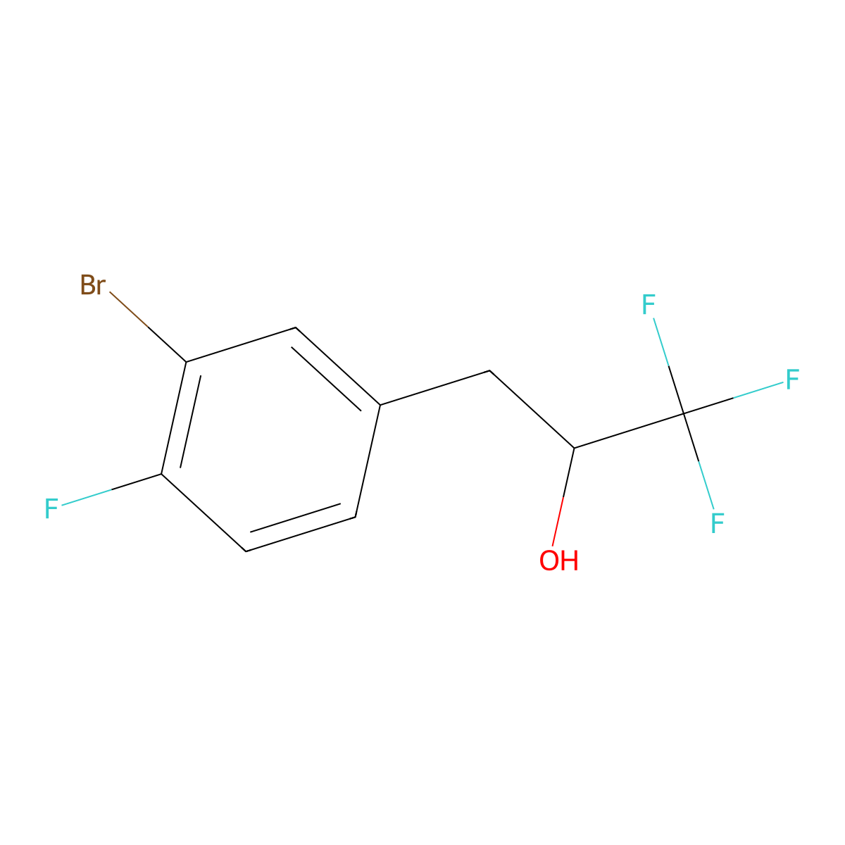 3-(3-Bromo-4-fluorophenyl)-1,1,1-trifluoropropan-2-ol molecular structure, CAS 1342246-93-8
