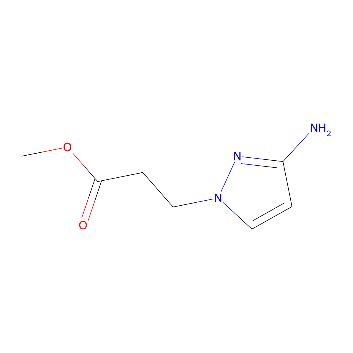 methyl 3-(3-amino-1H-pyrazol-1-yl)propanoate molecular structure, CAS 1342251-94-8