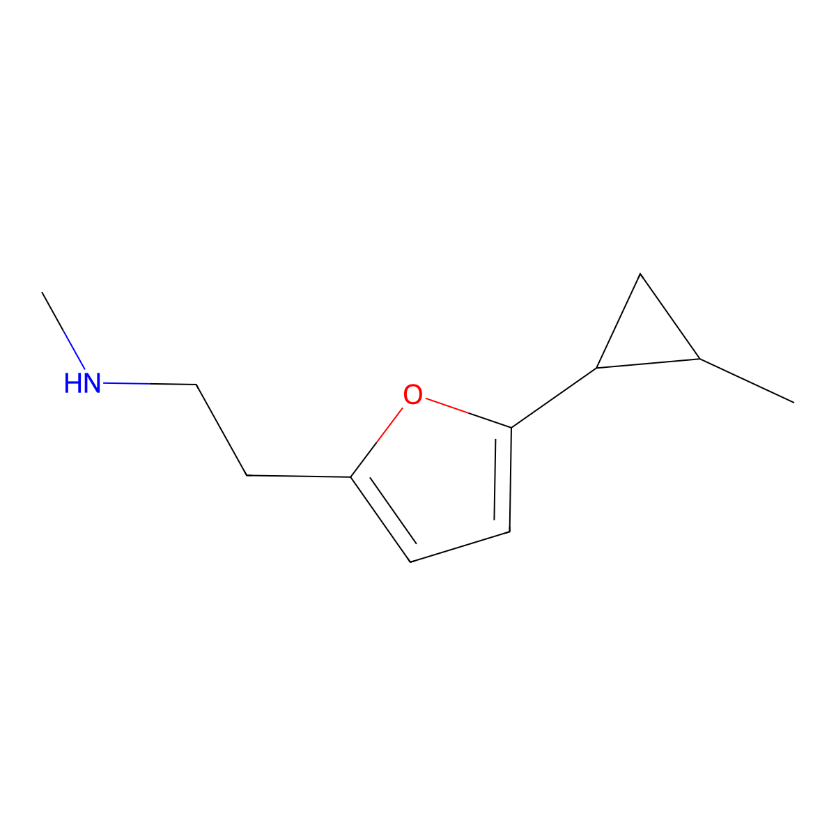 Methyl({2-[5-(2-methylcyclopropyl)furan-2-yl]ethyl})amine molecular structure, CAS 1342252-75-8