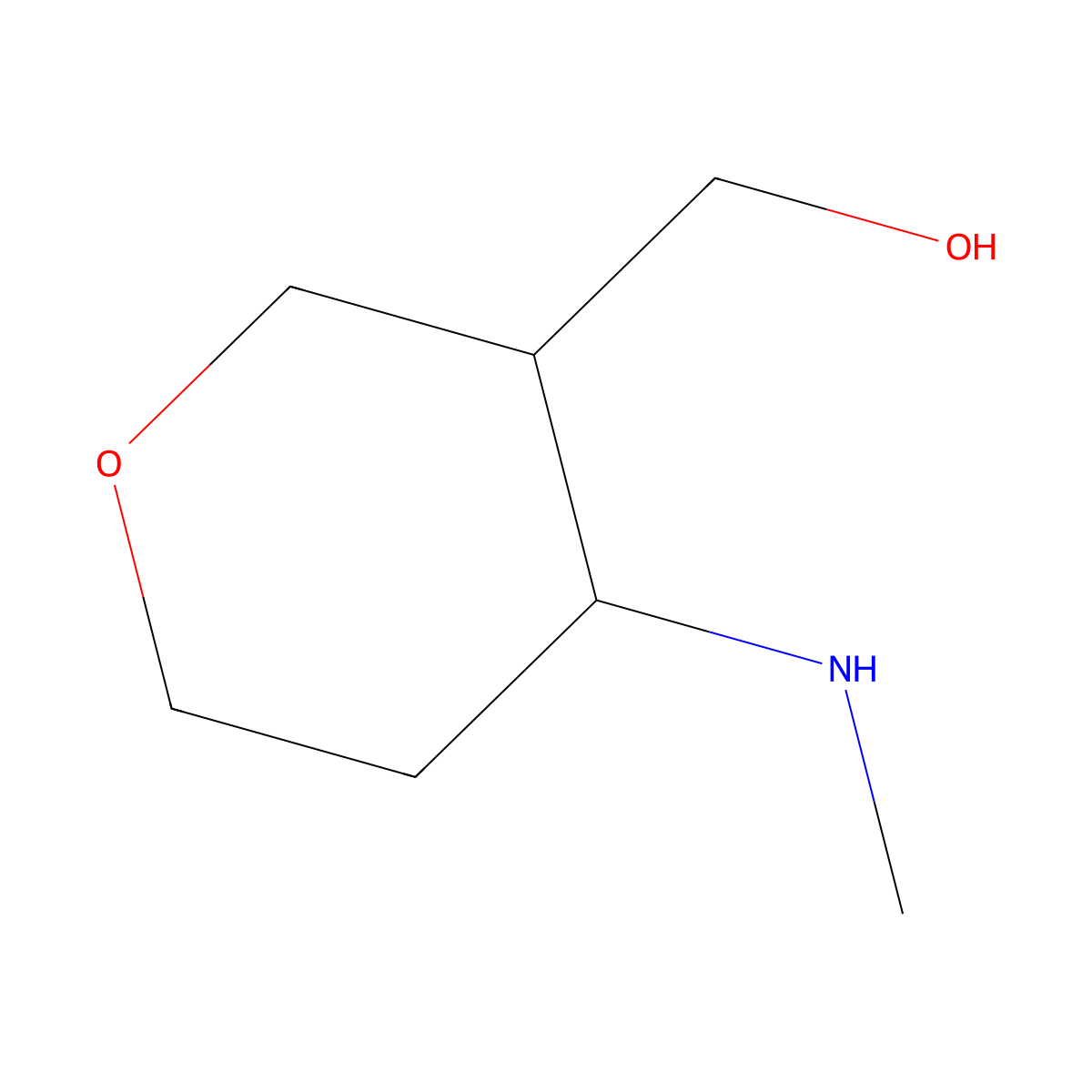 (4-(Methylamino)tetrahydro-2H-pyran-3-yl)methanol molecular structure, CAS 1342265-18-2