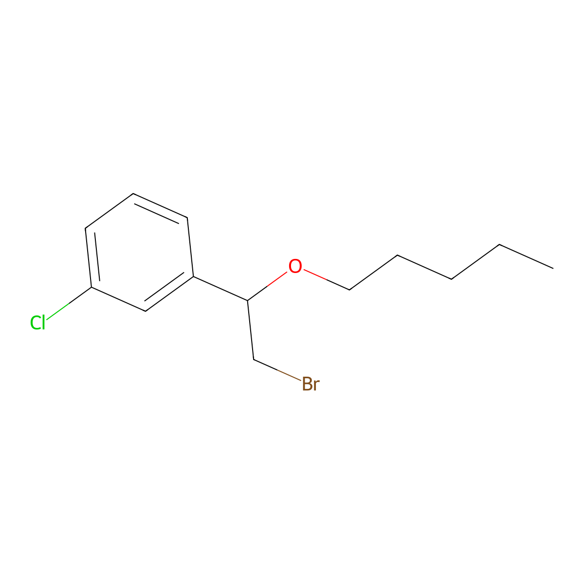 1-[2-Bromo-1-(pentyloxy)ethyl]-3-chlorobenzene molecular structure, CAS 1342267-21-3
