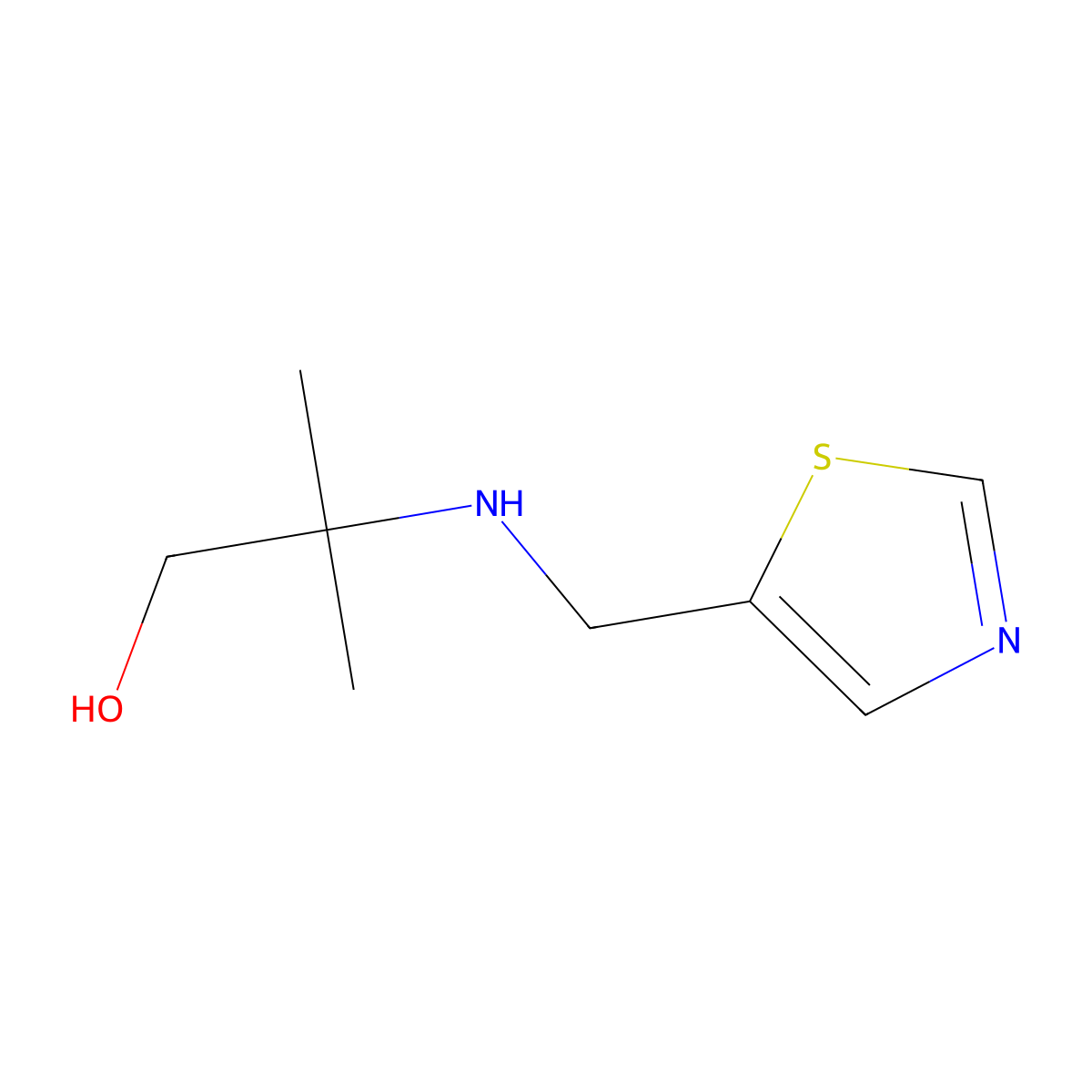 2-Methyl-2-{[(1,3-thiazol-5-yl)methyl]amino}propan-1-ol molecular structure, CAS 1342267-79-1