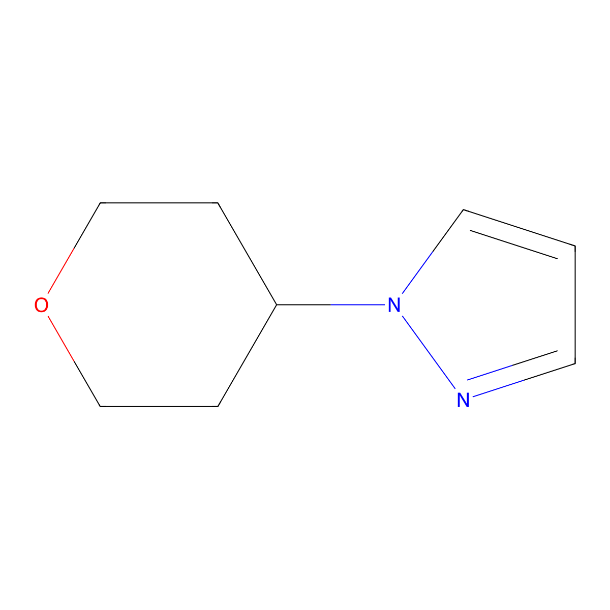 1-(oxan-4-yl)-1H-pyrazole molecular structure, CAS 1342268-71-6