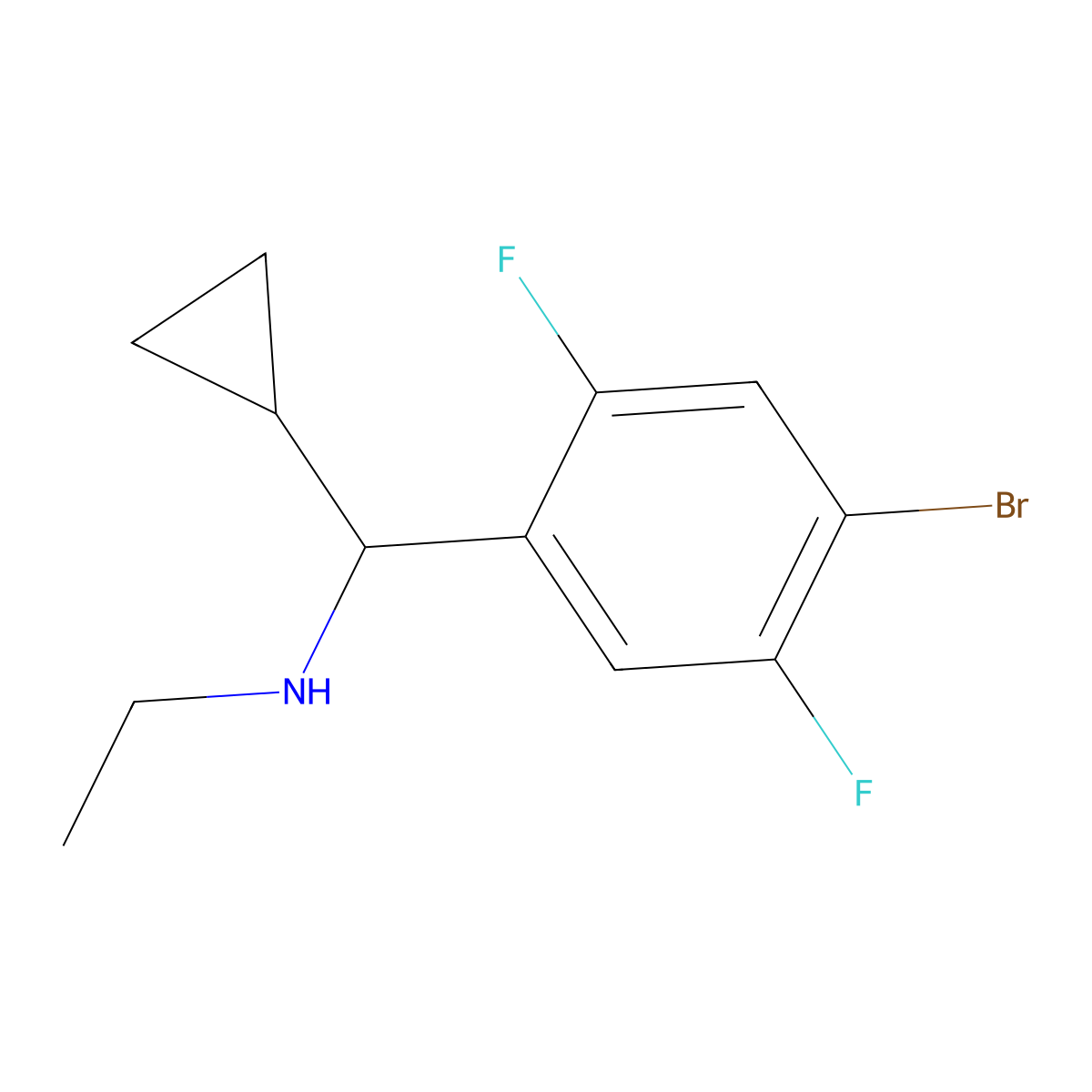n-((4-Bromo-2,5-difluorophenyl)(cyclopropyl)methyl)ethanamine molecular structure, CAS 1342269-45-7