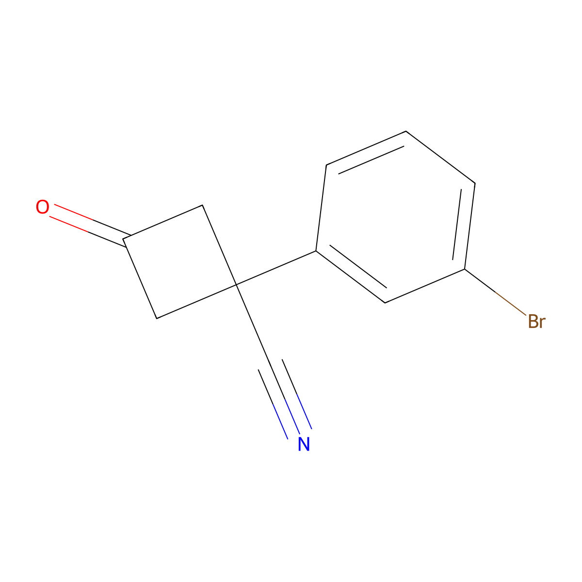 1-(3-Bromophenyl)-3-oxocyclobutane-1-carbonitrile molecular structure, CAS 1342271-38-8
