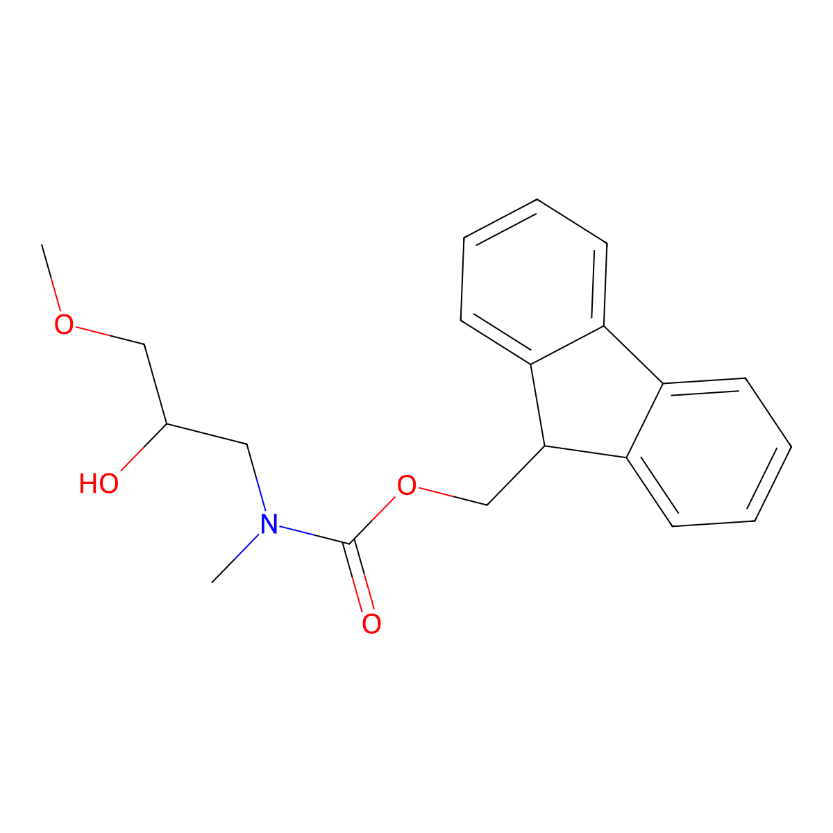 (9H-fluoren-9-yl)methyl N-(2-hydroxy-3-methoxypropyl)-N-methylcarbamate molecular structure, CAS 1342273-11-3