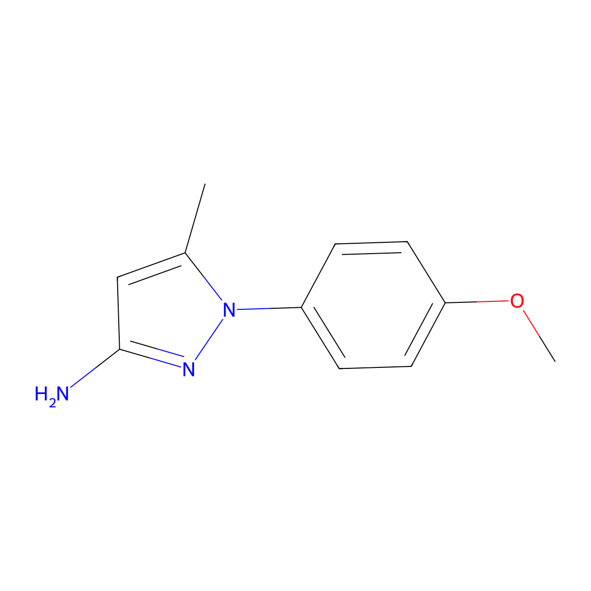 1-(4-methoxyphenyl)-5-methyl-1H-pyrazol-3-amine molecular structure, CAS 1342274-70-7