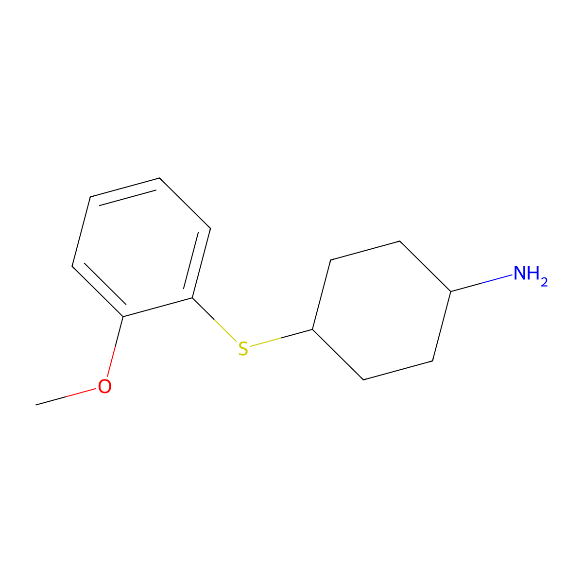 4-[(2-Methoxyphenyl)sulfanyl]cyclohexan-1-amine molecular structure, CAS 1342282-49-8