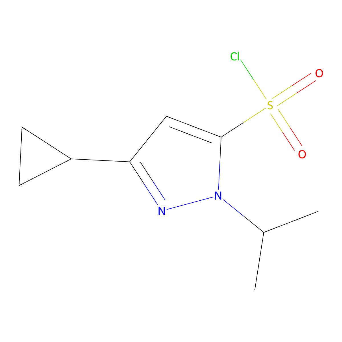 3-Cyclopropyl-1-(propan-2-YL)-1H-pyrazole-5-sulfonyl chloride molecular structure, CAS 1342282-73-8