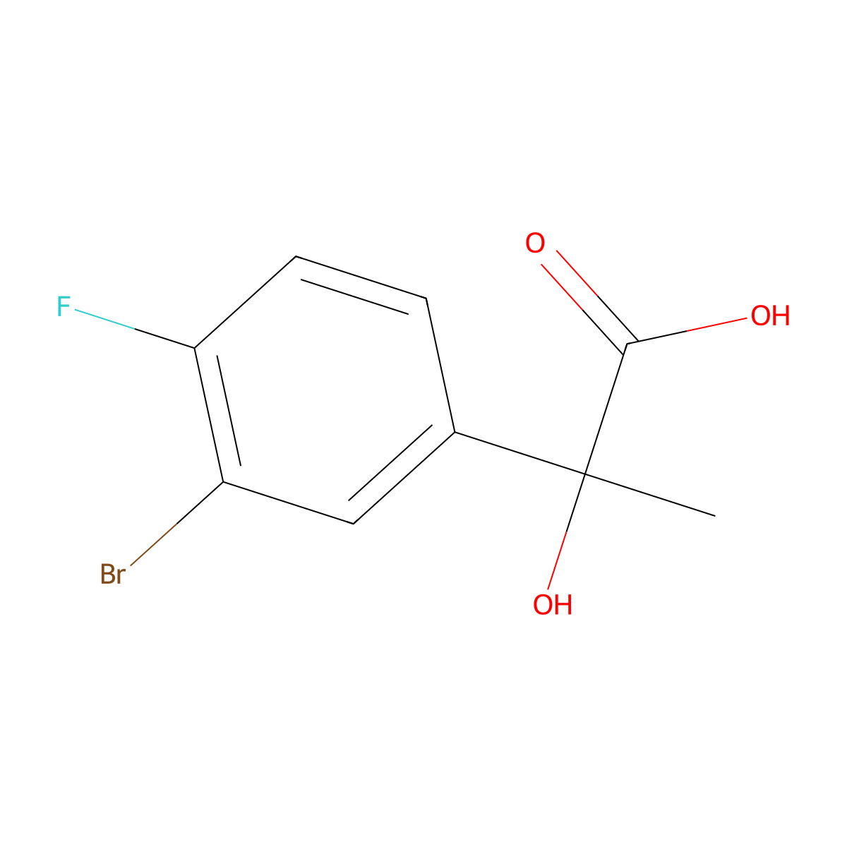2-(3-Bromo-4-fluorophenyl)-2-hydroxypropanoic acid molecular structure, CAS 1342285-53-3