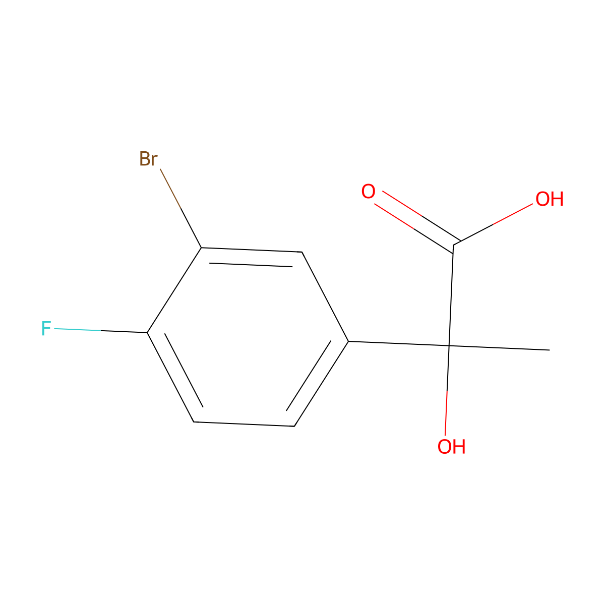 2-(3-Bromo-4-fluorophenyl)-2-hydroxypropanoic acid molecular structure, CAS 1342285-53-3