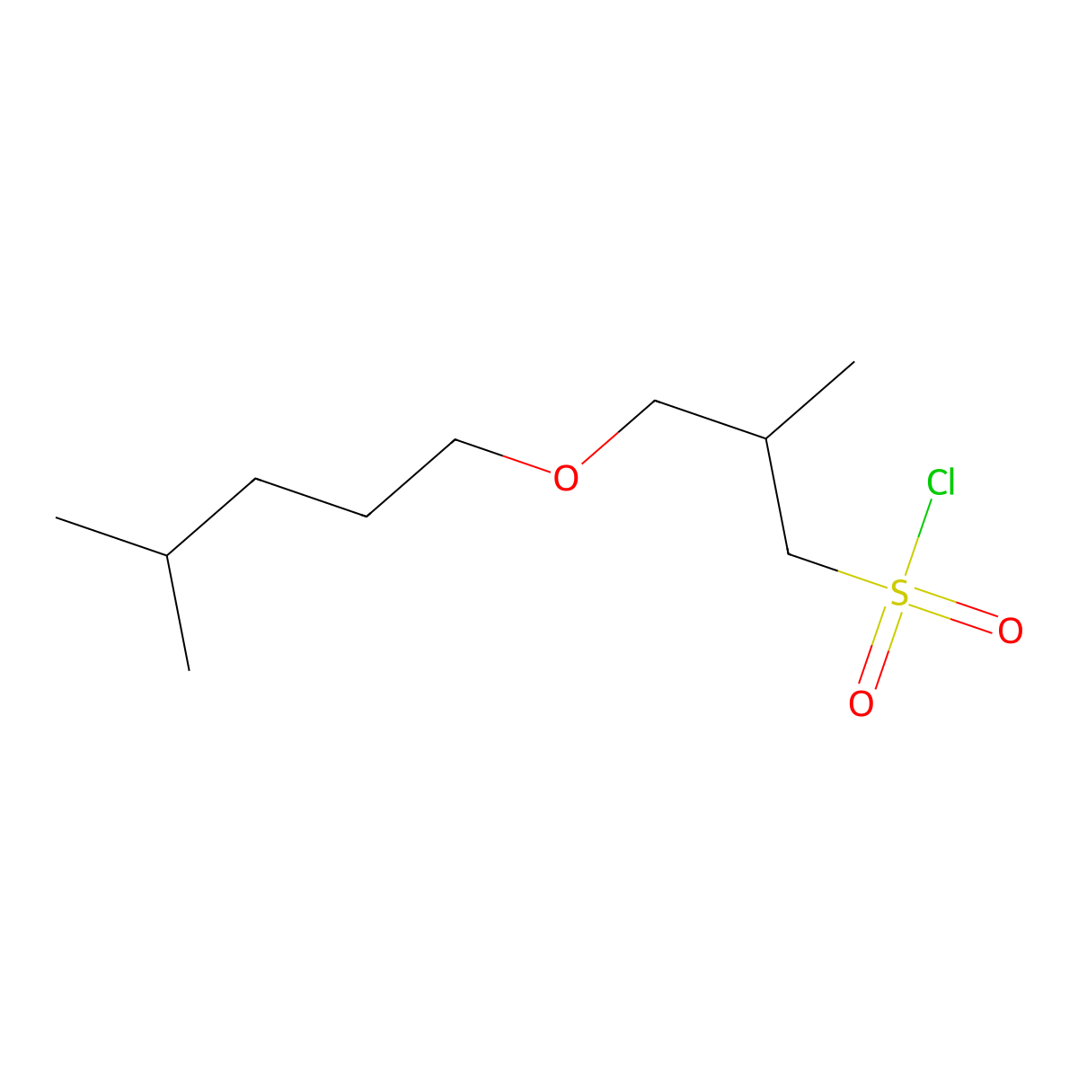 2-Methyl-3-((4-methylpentyl)oxy)propane-1-sulfonyl chloride molecular structure, CAS 1342285-87-3