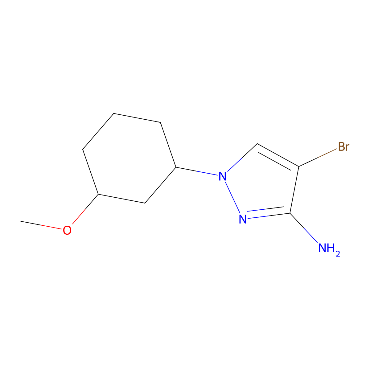 4-Bromo-1-(3-methoxycyclohexyl)-1h-pyrazol-3-amine molecular structure, CAS 1342287-04-0