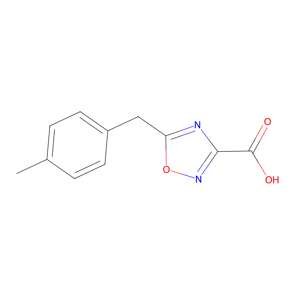 5-(4-Methylbenzyl)-1,2,4-oxadiazole-3-carboxylic acid molecular structure, CAS 1342290-06-5