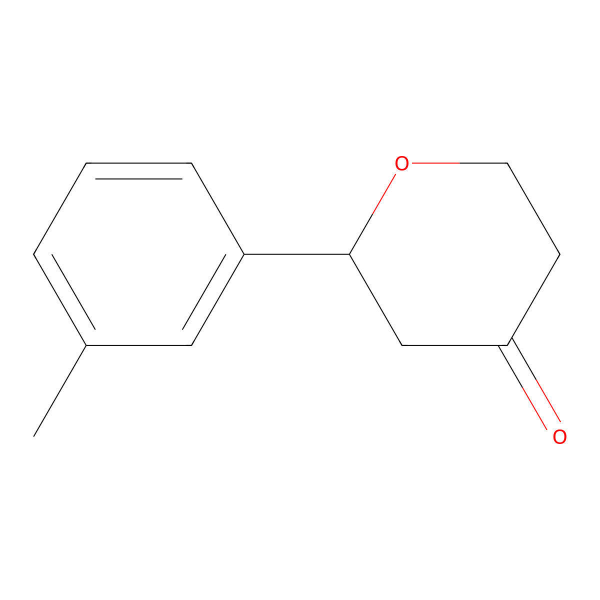 2-(m-tolyl)tetrahydro-4H-pyran-4-one molecular structure, CAS 1342291-58-0