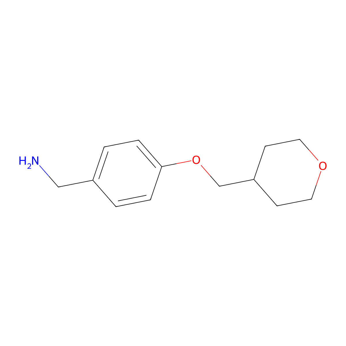 [4-(Oxan-4-ylmethoxy)phenyl]methanamine molecular structure, CAS 1342293-07-5