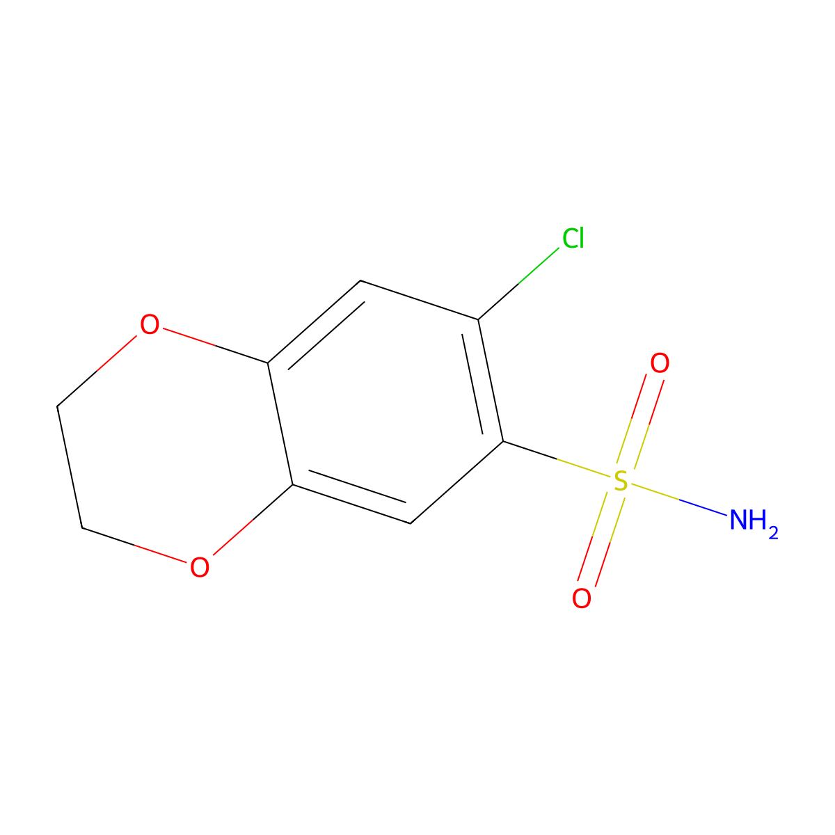 7-Chloro-2,3-dihydro-1,4-benzodioxine-6-sulfonamide molecular structure, CAS 1342293-12-2
