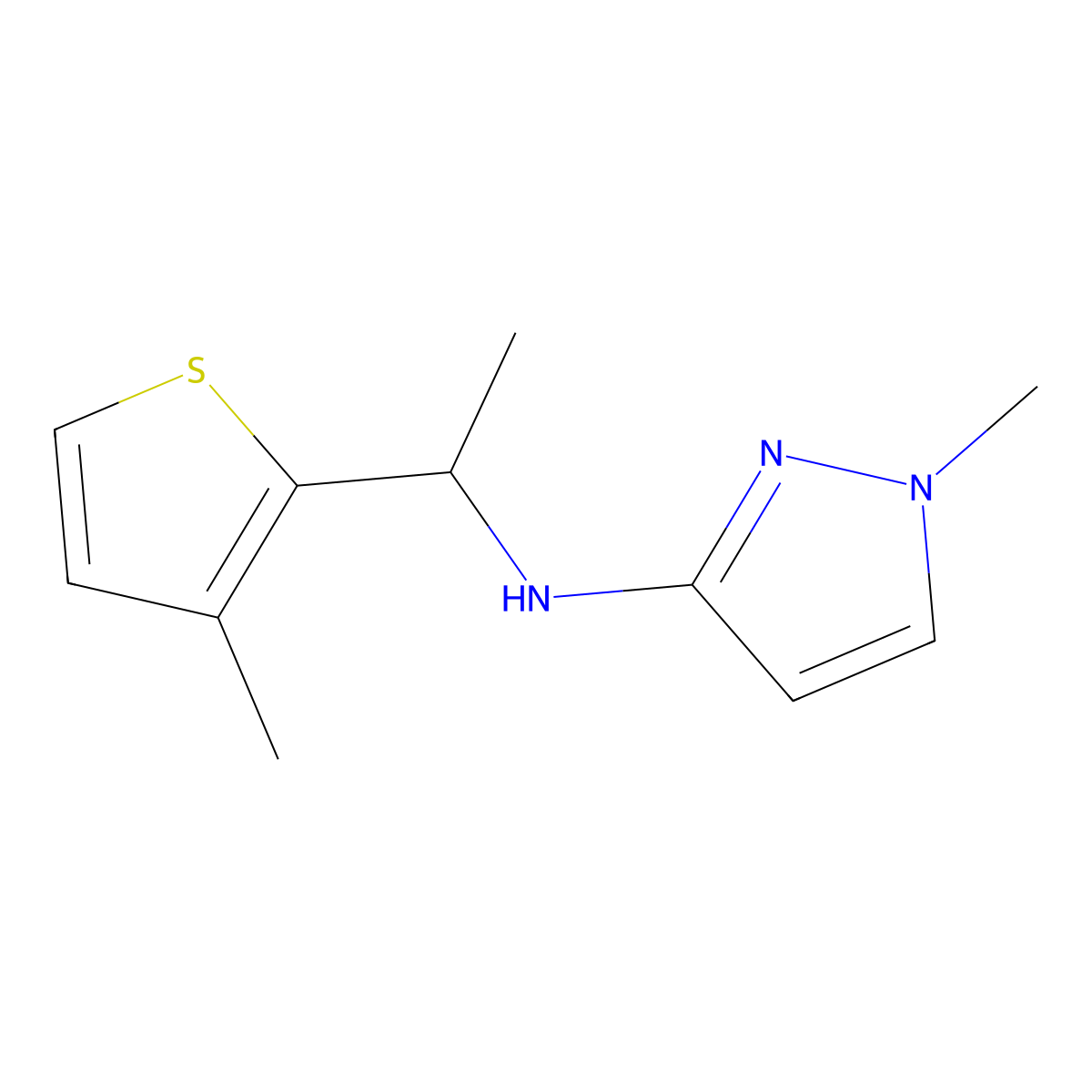 1-Methyl-N-[1-(3-methylthiophen-2-yl)ethyl]-1H-pyrazol-3-amine molecular structure, CAS 1342293-69-9