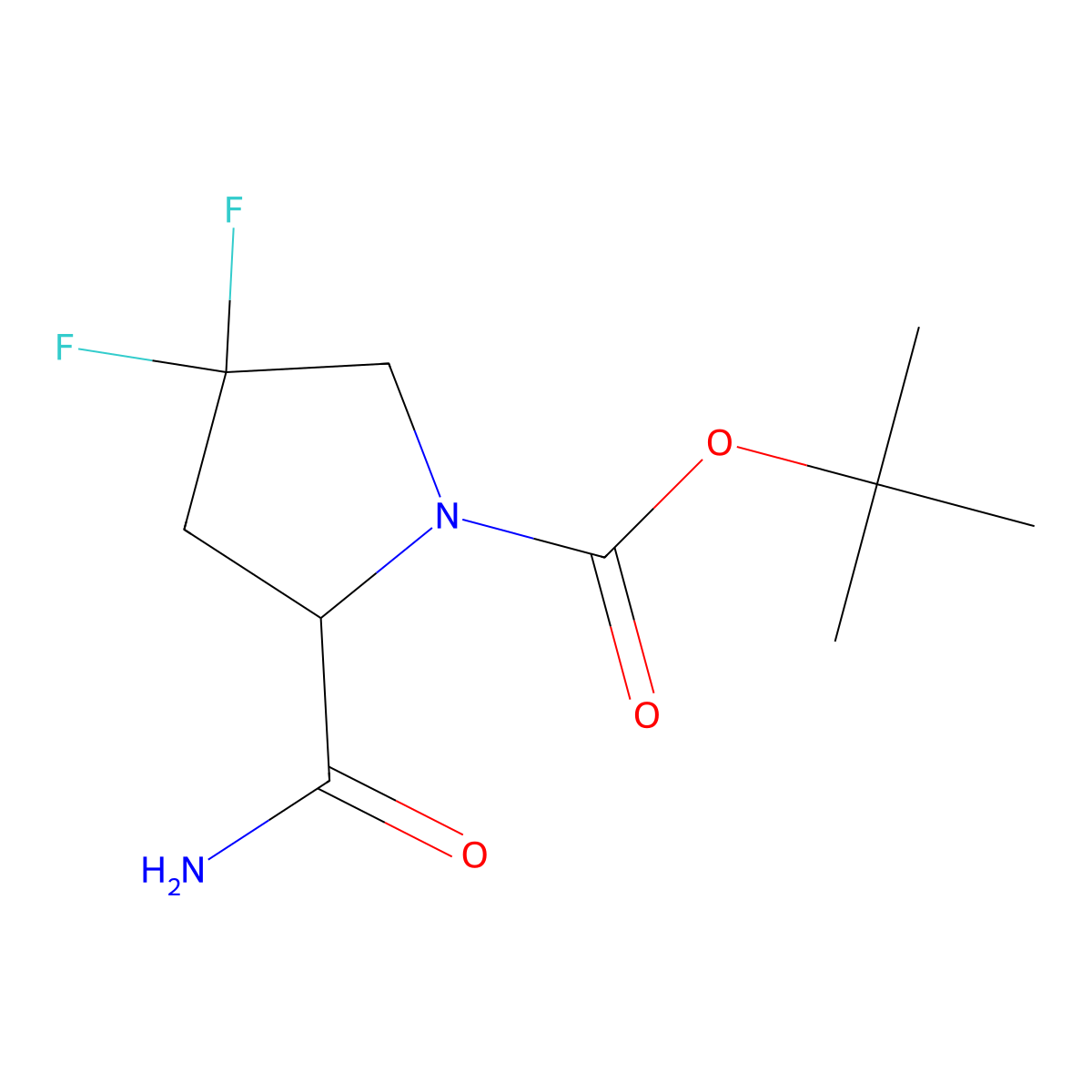 N-boc-4,4-difluoro-d-prolinamide molecular structure, CAS 1342299-63-1