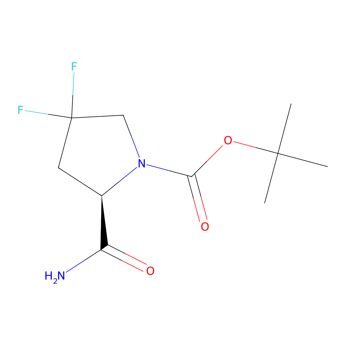 N-boc-4,4-difluoro-d-prolinamide molecular structure, CAS 1342299-63-1