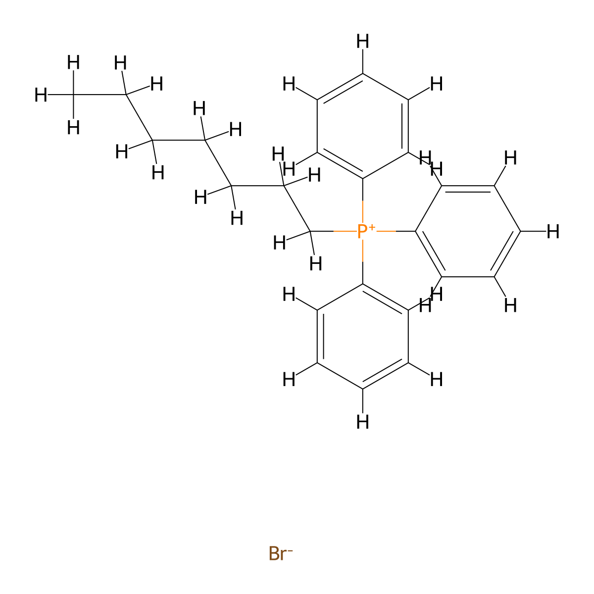 Heptyltriphenylphosphonium bromide molecular structure, CAS 13423-48-8