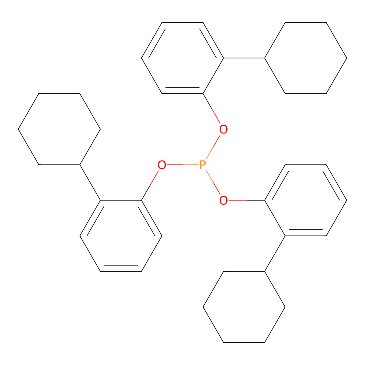 Phenol, 2-cyclohexyl-, 1,1',1''-phosphite molecular structure, CAS 13423-78-4