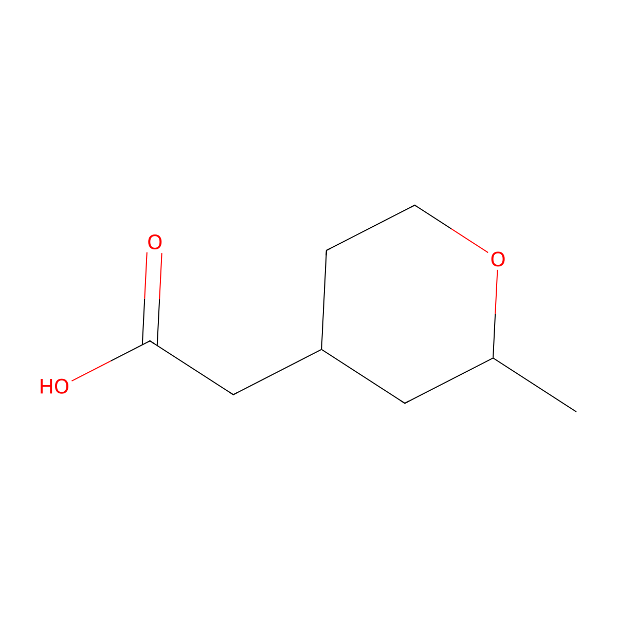 2-(2-Methyltetrahydro-2H-pyran-4-yl)acetic acid molecular structure, CAS 1342344-50-6