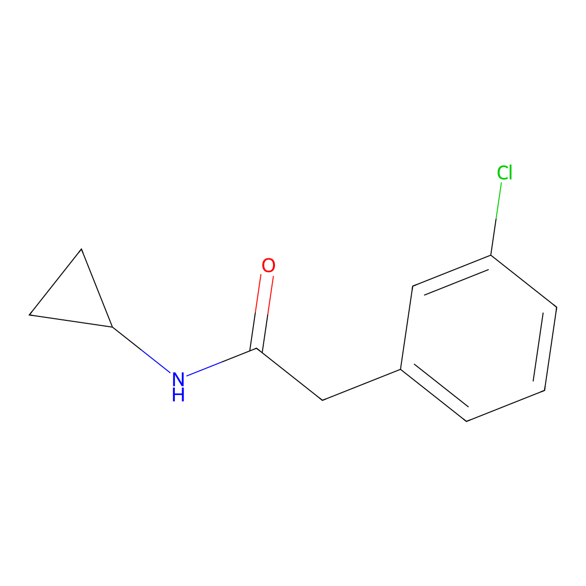 2-(3-chlorophenyl)-N-cyclopropylacetamide molecular structure, CAS 1342344-84-6