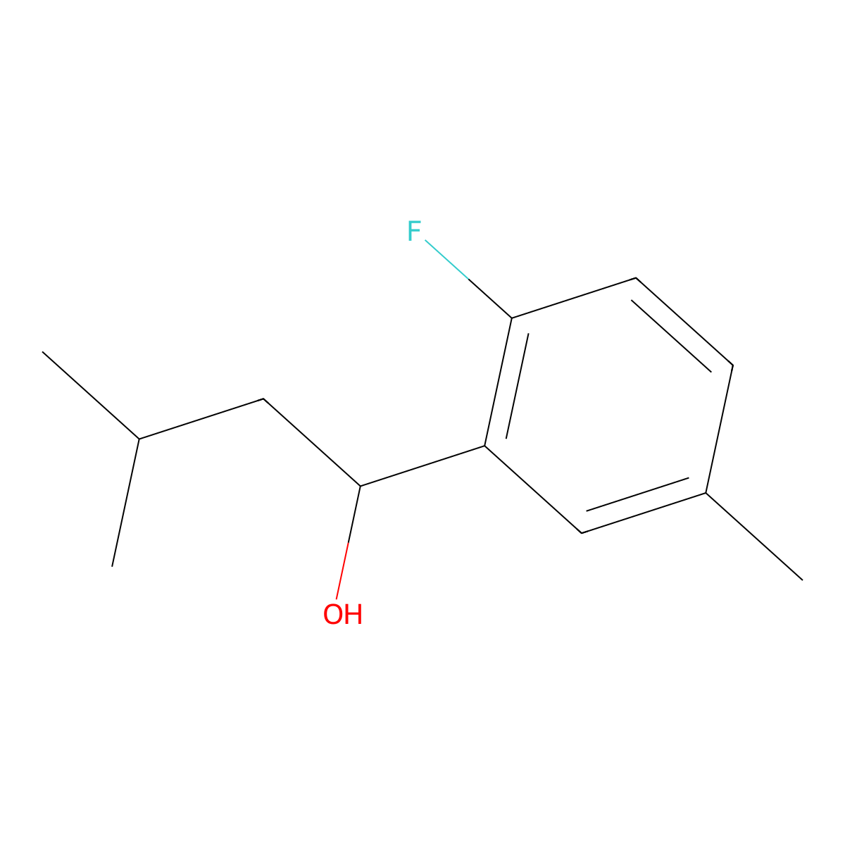 1-(2-Fluoro-5-methylphenyl)-3-methylbutan-1-ol molecular structure, CAS 1342346-91-1