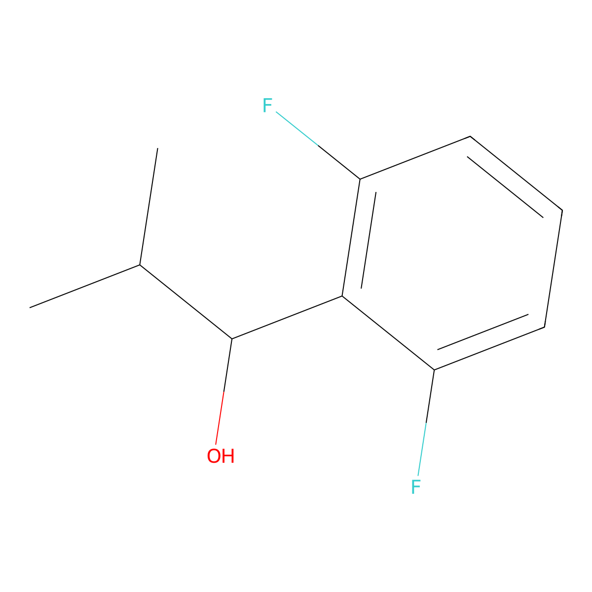 1-(2,6-Difluorophenyl)-2-methylpropan-1-ol molecular structure, CAS 1342349-03-4