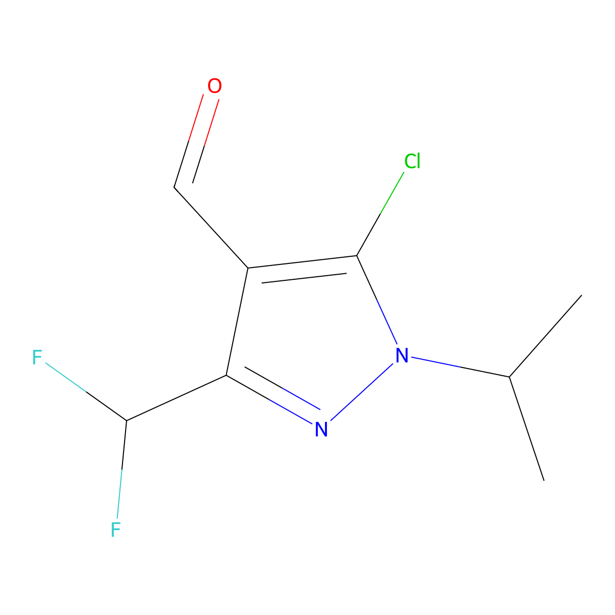 5-Chloro-3-(difluoromethyl)-1-isopropyl-1H-pyrazole-4-carbaldehyde molecular structure, CAS 1342349-20-5