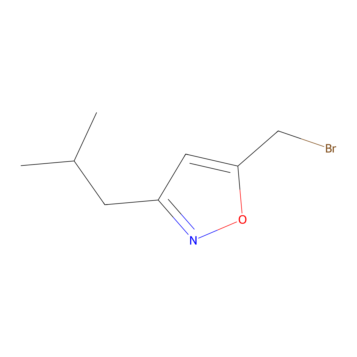 5-(Bromomethyl)-3-(2-methylpropyl)-1,2-oxazole molecular structure, CAS 1342350-27-9