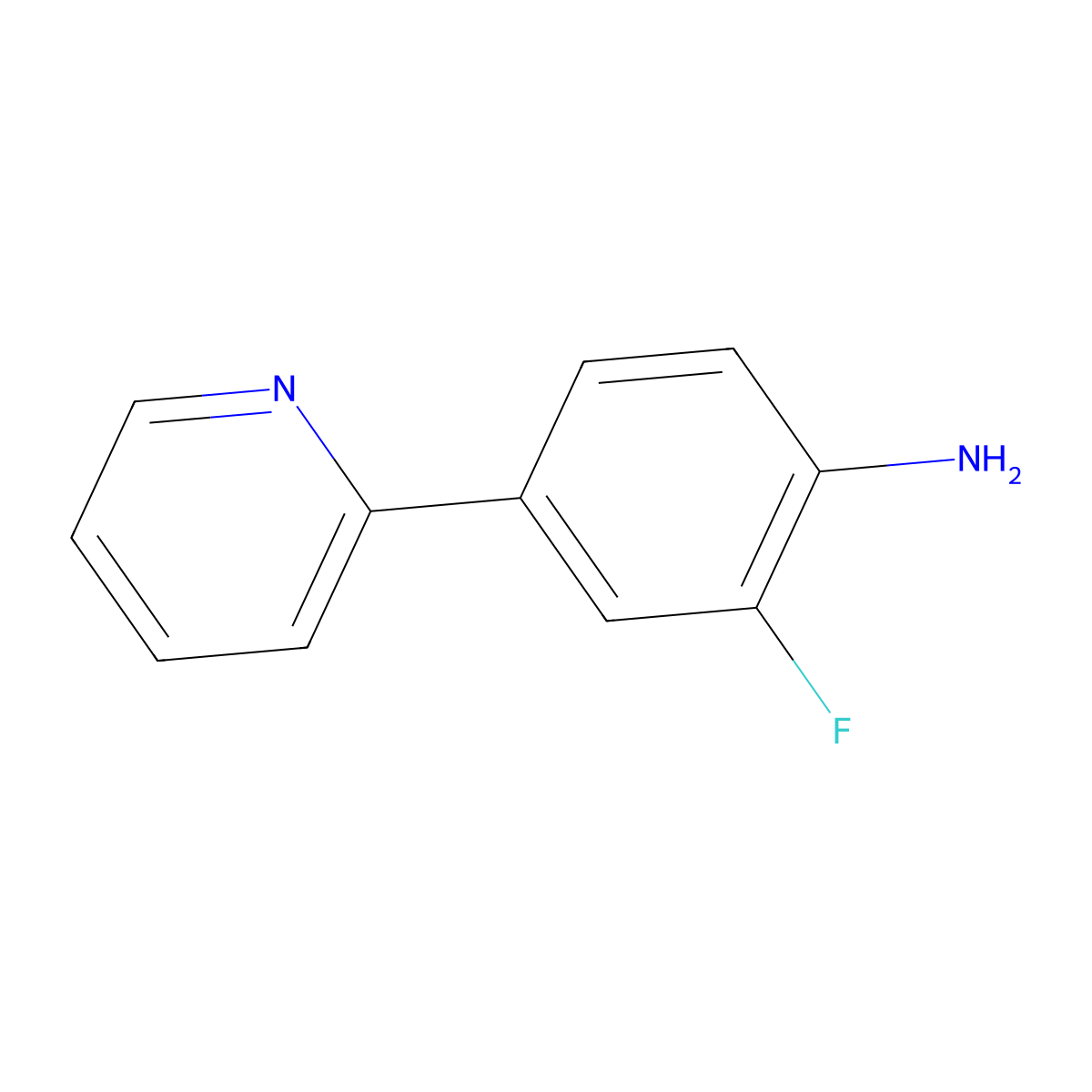 2-Fluoro-4-(2-pyridinyl)benzenamine molecular structure, CAS 1342352-09-3