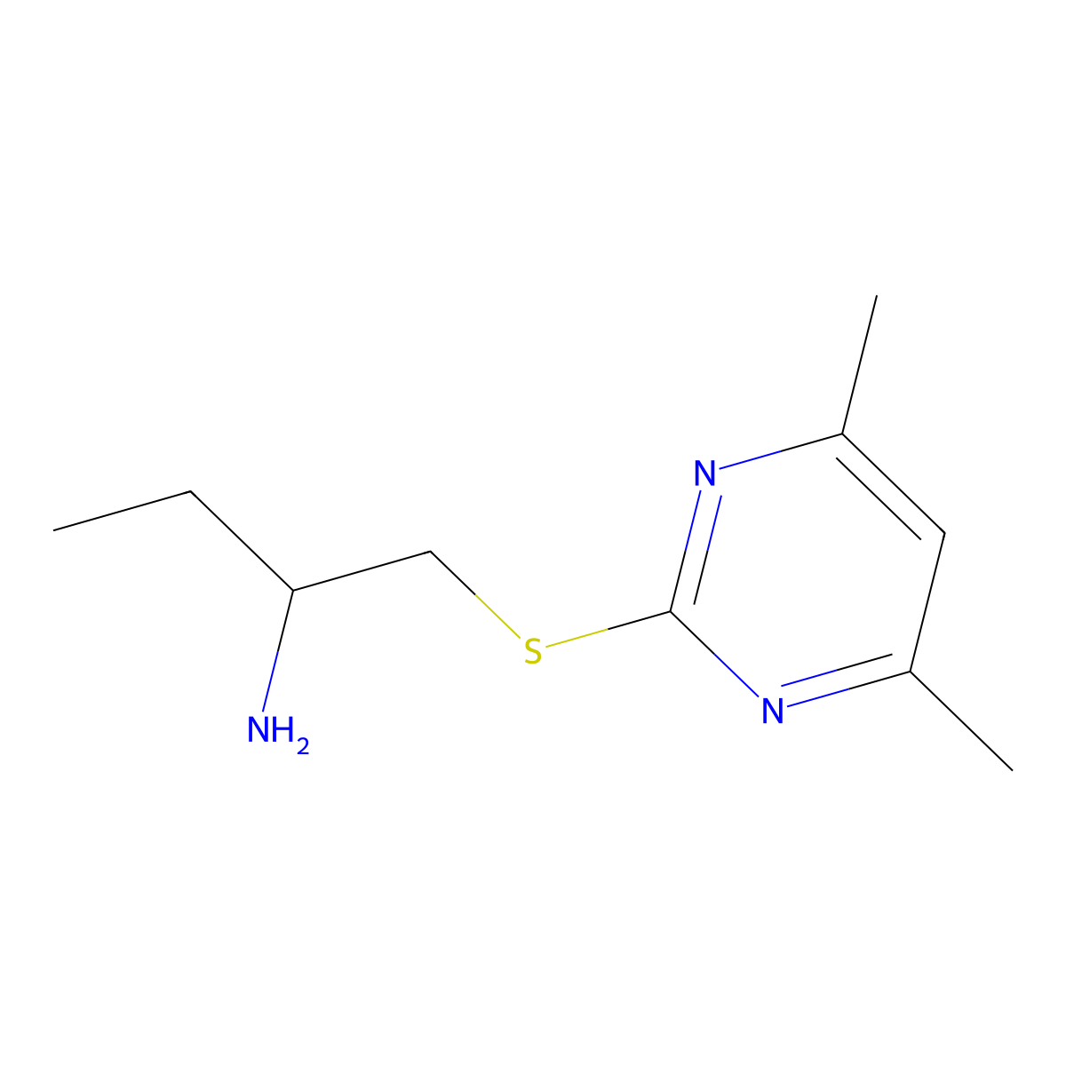 1-((4,6-Dimethylpyrimidin-2-yl)thio)butan-2-amine molecular structure, CAS 1342352-97-9