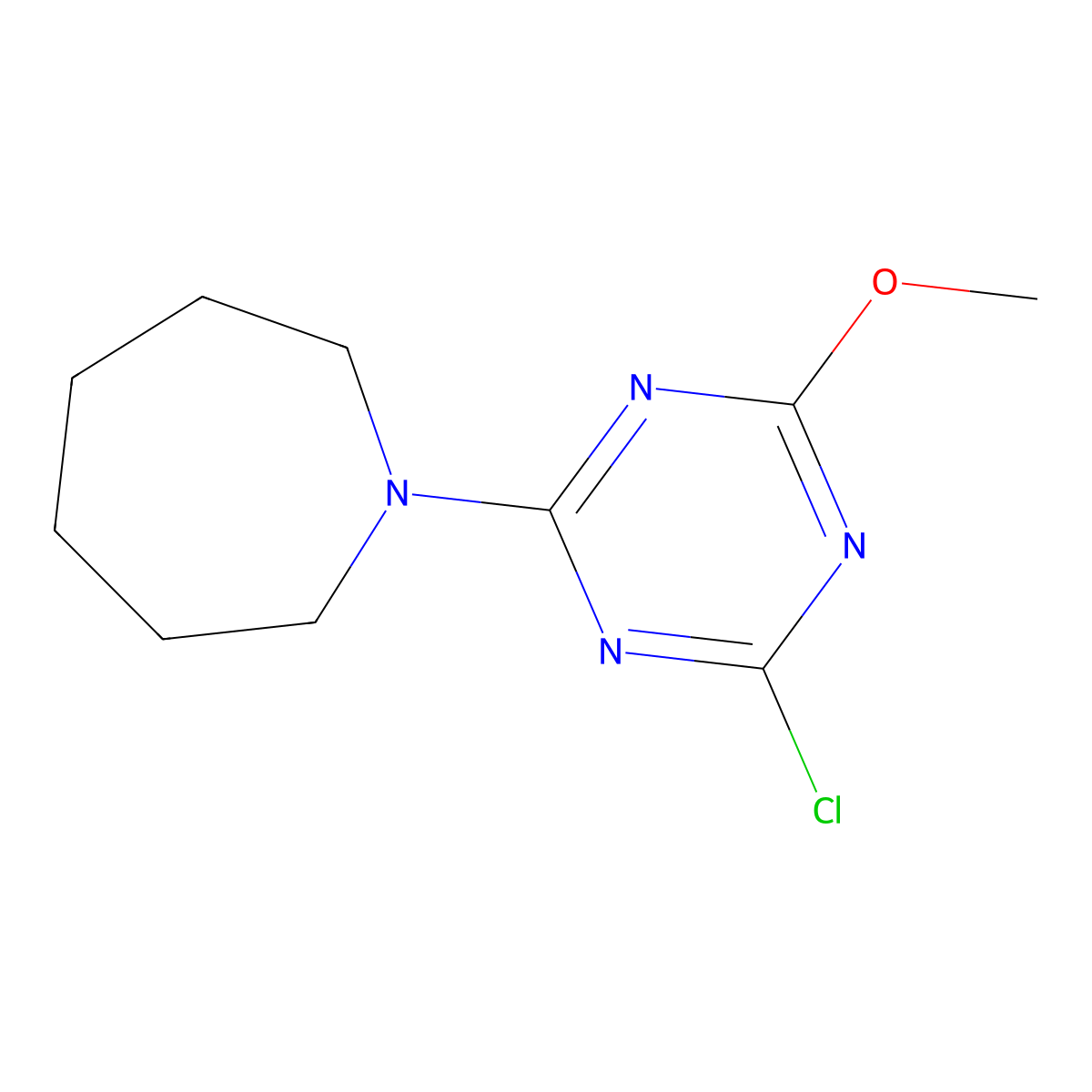1-(4-Chloro-6-methoxy-1,3,5-triazin-2-yl)azepane molecular structure, CAS 1342353-11-0